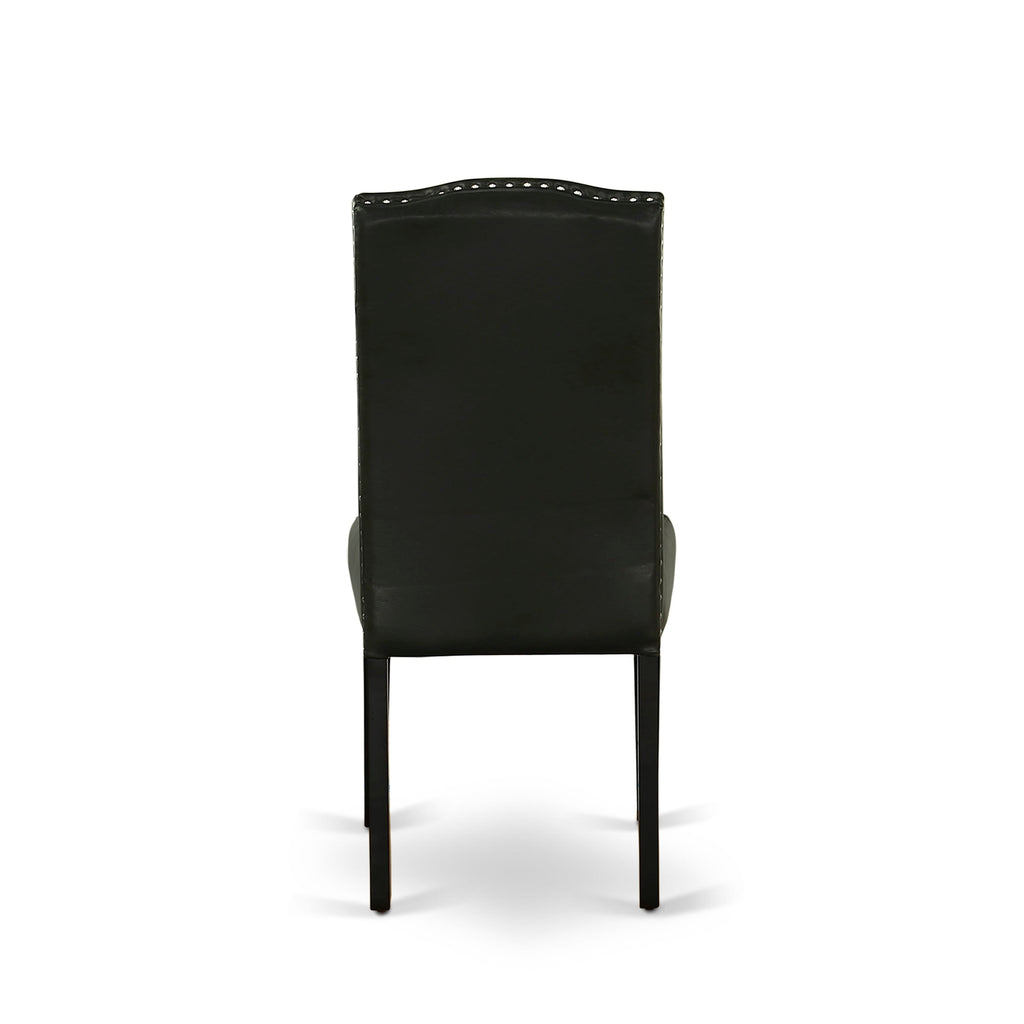 ENP1TYK Parson Dining Set - Stylish Nailhead Faux Leather Black Chairs Duo