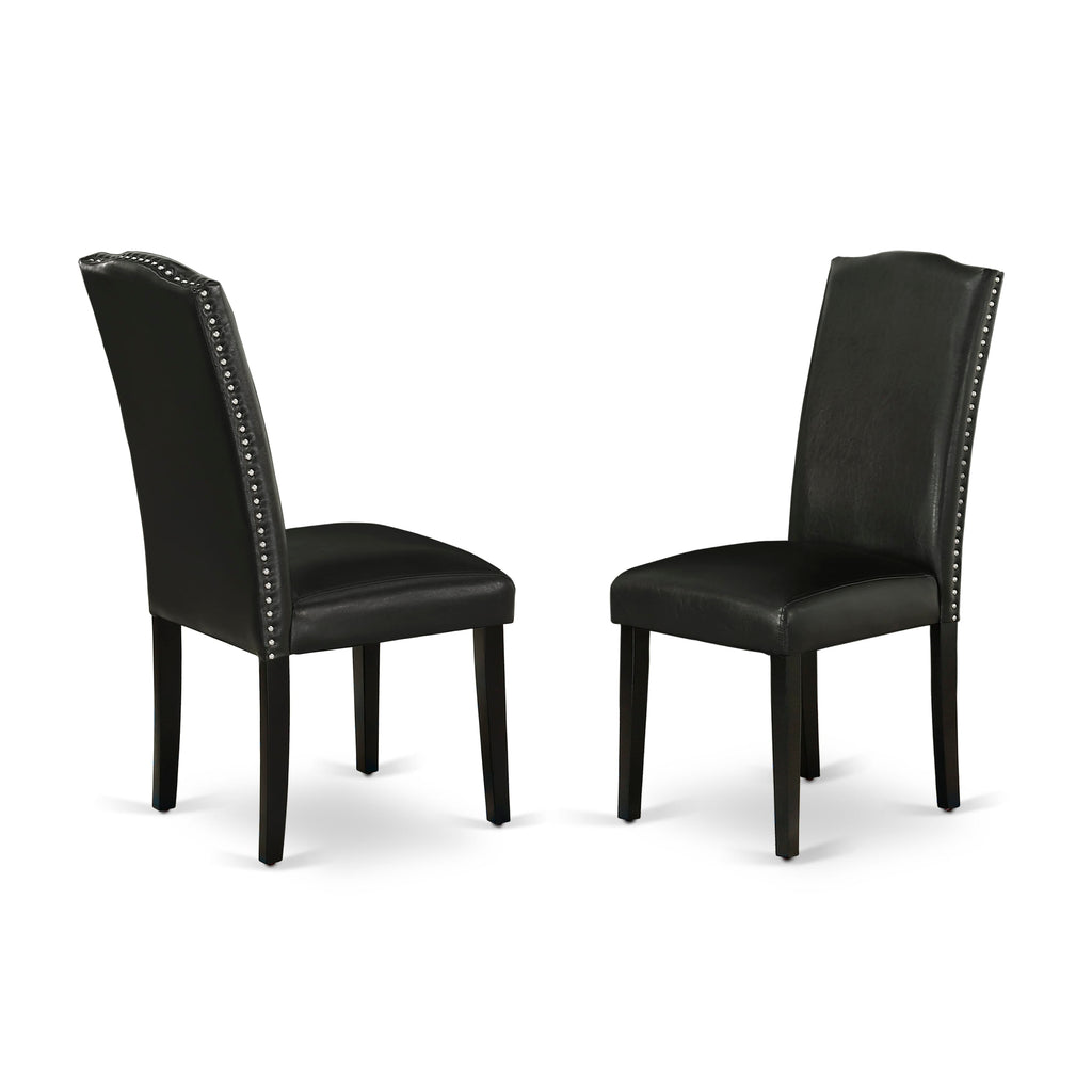 ENP1TYK Parson Dining Set - Stylish Nailhead Faux Leather Black Chairs Duo