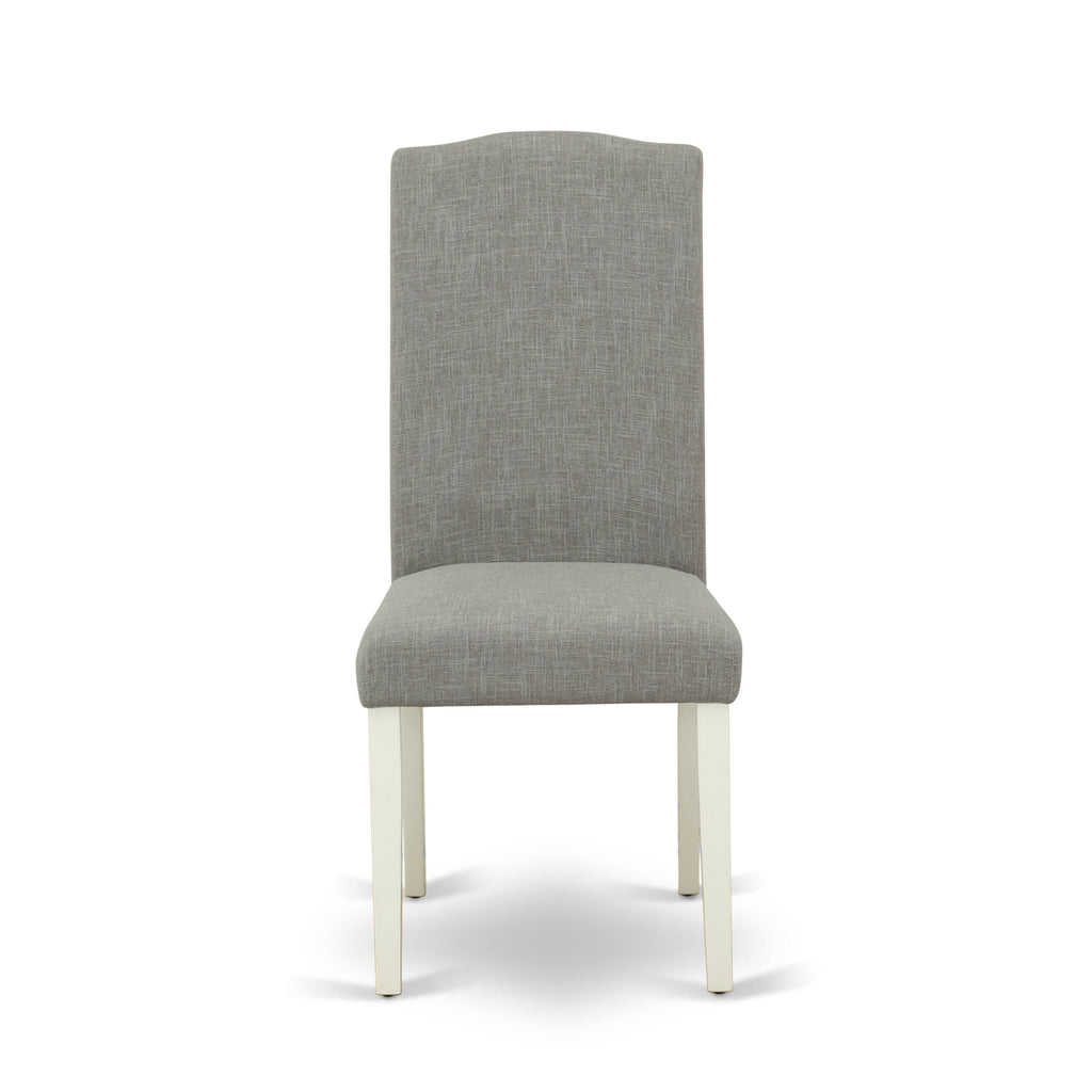 ENP2T2V Elegant Nailhead Parson Dining Chairs Set of 2 with Dark Shitake Linen and Linen White Finish