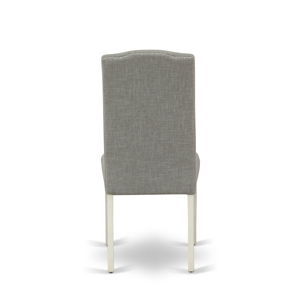 X077EEBAO-E 9-Piece Dining Ensemble with Rectangular Table, X-Design Legs & Shitake Upholstered Parson Chairs, 40x72, Multi-Hue
