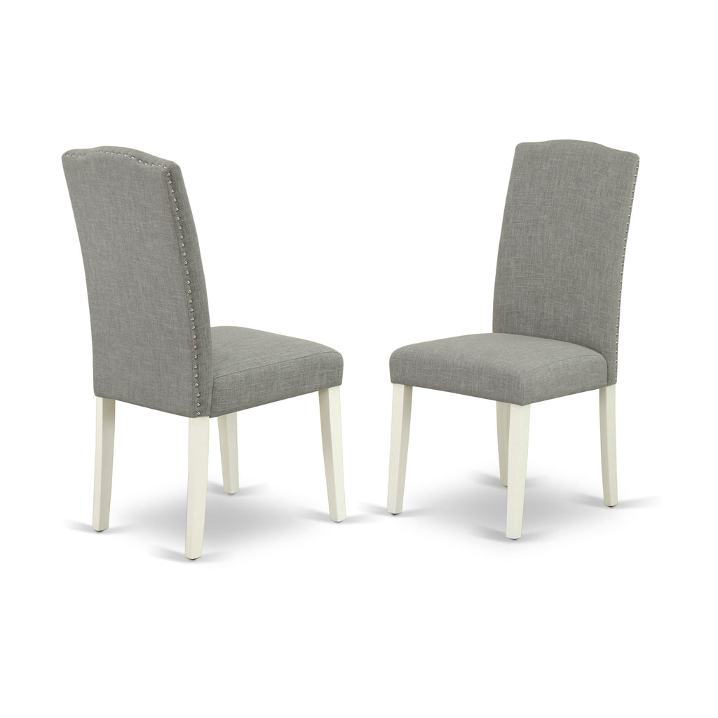 X077EEBAO-E 9-Piece Dining Ensemble with Rectangular Table, X-Design Legs & Shitake Upholstered Parson Chairs, 40x72, Multi-Hue