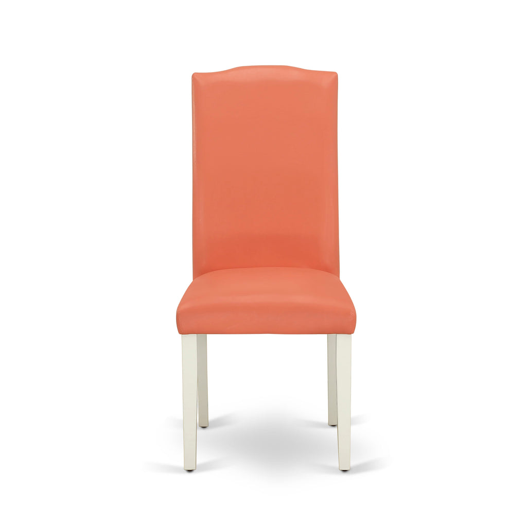 Dining Set MZEN3-LHJ-EM 3-Piece Set with Dropleaf Table & Flamingo Pink Parsons Chairs, 36x54, White
