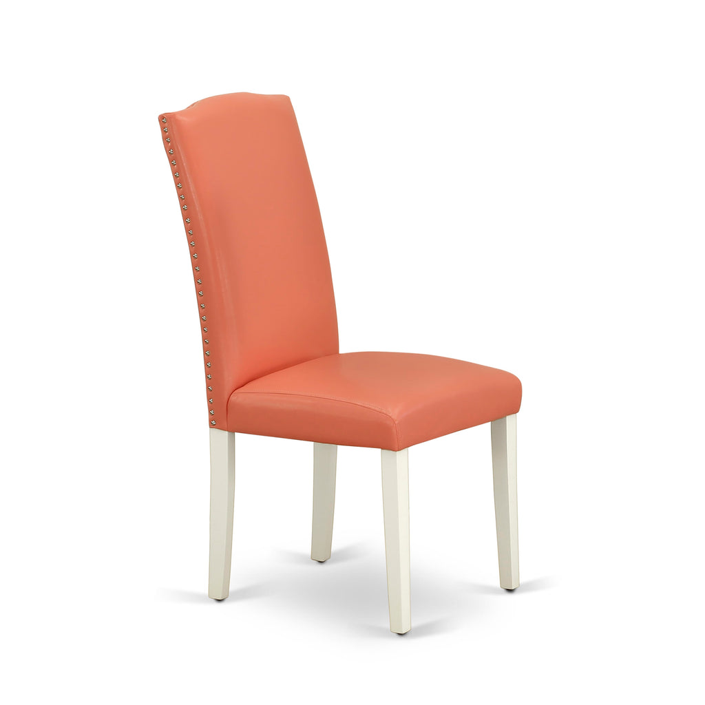 MZEN5-BPL-DH 5 Piece Dining Set Featuring a Dropleaf Table & 4 Pink Flamingo Chairs, Linen White