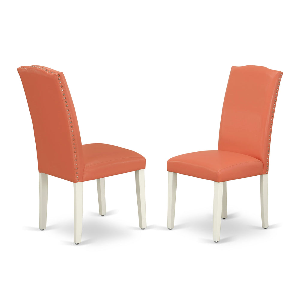 MZEN5-BPL-DH 5 Piece Dining Set Featuring a Dropleaf Table & 4 Pink Flamingo Chairs, Linen White