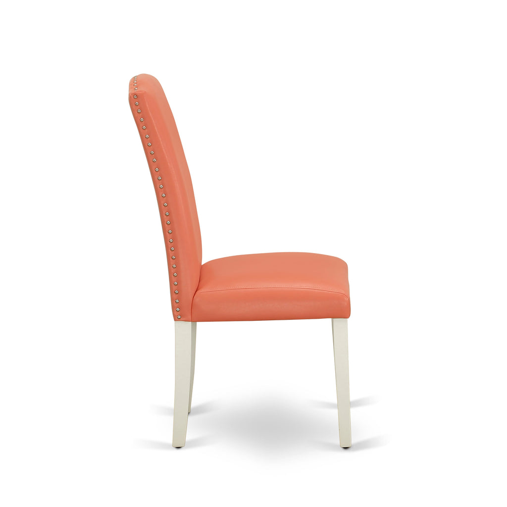 Dining Set MZEN3-LHJ-EM 3-Piece Set with Dropleaf Table & Flamingo Pink Parsons Chairs, 36x54, White