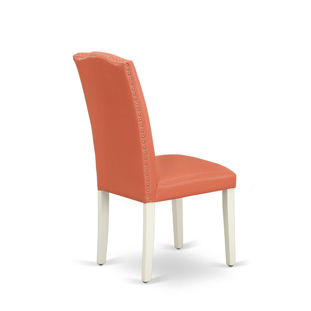 MZEN5-BPL-DH 5 Piece Dining Set Featuring a Dropleaf Table & 4 Pink Flamingo Chairs, Linen White