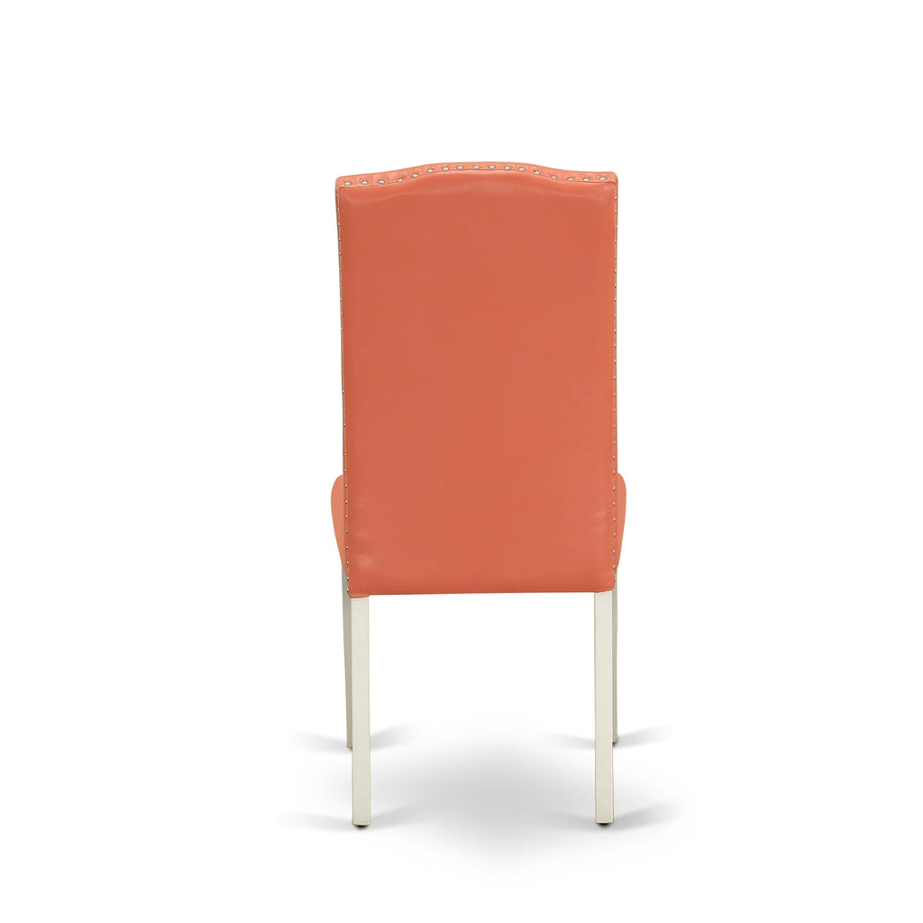 MZEN5-BPL-DH 5 Piece Dining Set Featuring a Dropleaf Table & 4 Pink Flamingo Chairs, Linen White
