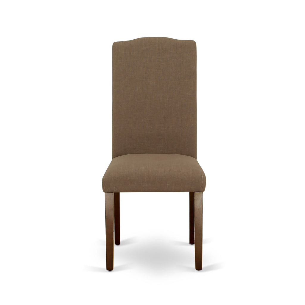 ENP3THY Elegant Dining Chairs - Dark Coffee Upholstery with Nailhead Parson Style, Mahogany Base, Set of 2