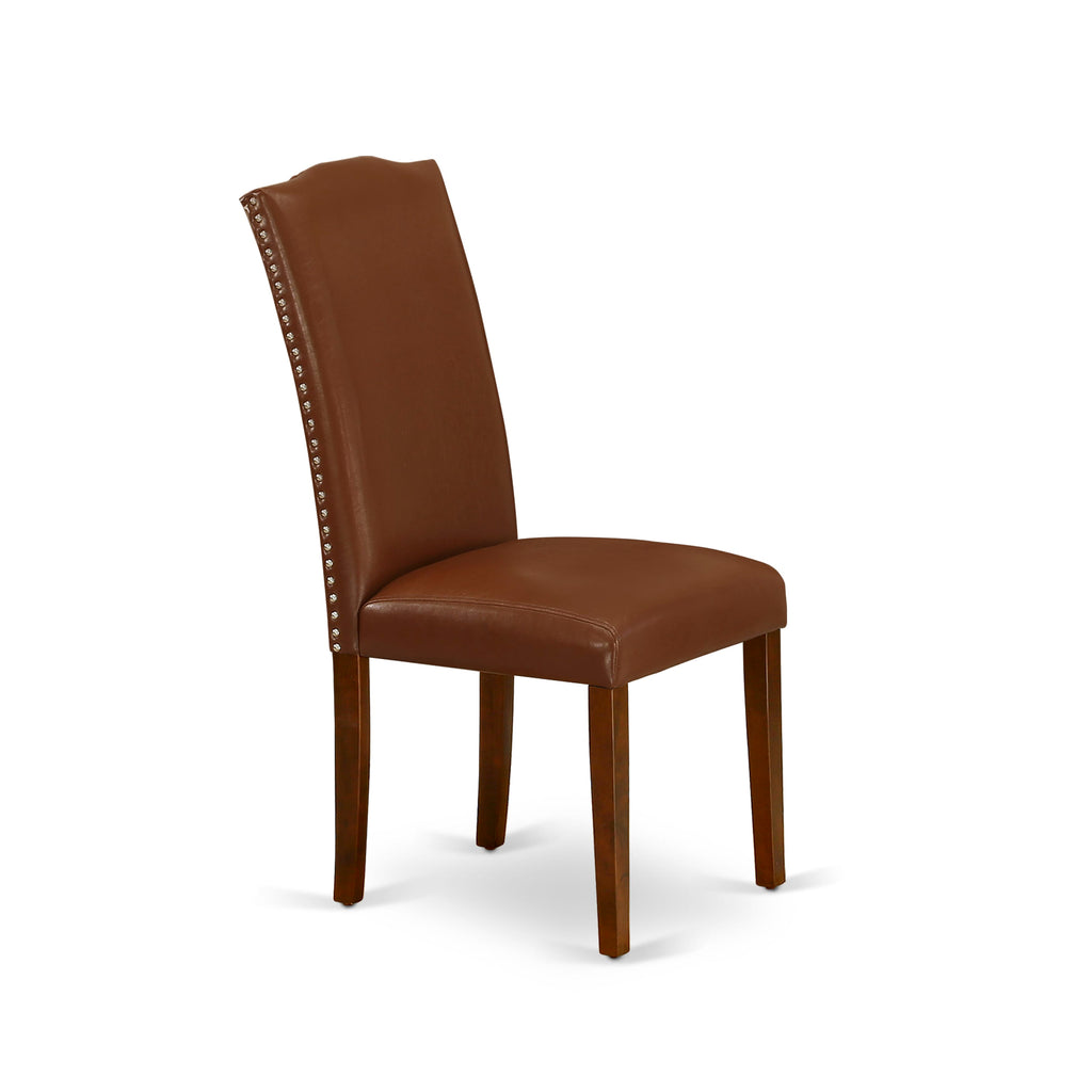 MZEN3-YZ5-79 Modish 3-Piece Dining Ensemble with Dropleaf Table and 2 Sophisticated Brown Chairs, 36x54 In, Rich Mahogany