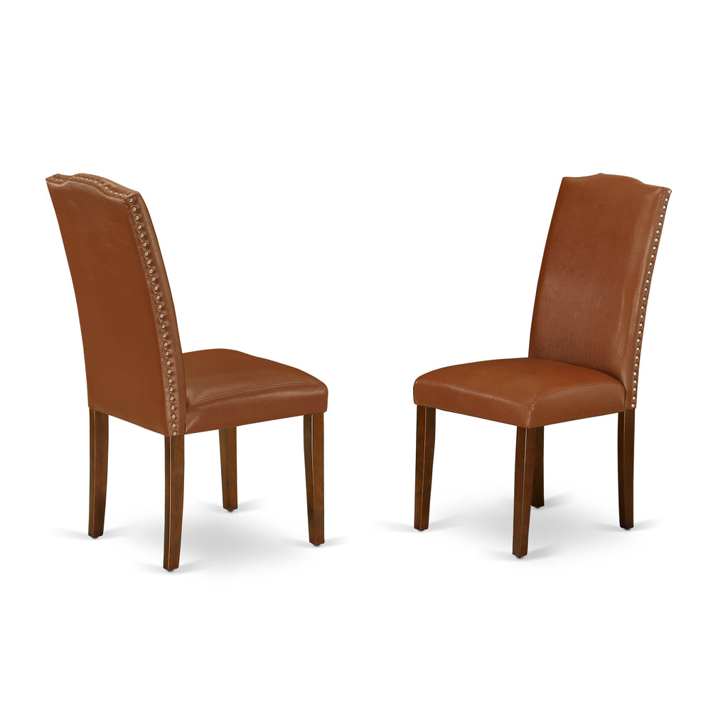 MZEN3-YZ5-79 Modish 3-Piece Dining Ensemble with Dropleaf Table and 2 Sophisticated Brown Chairs, 36x54 In, Rich Mahogany