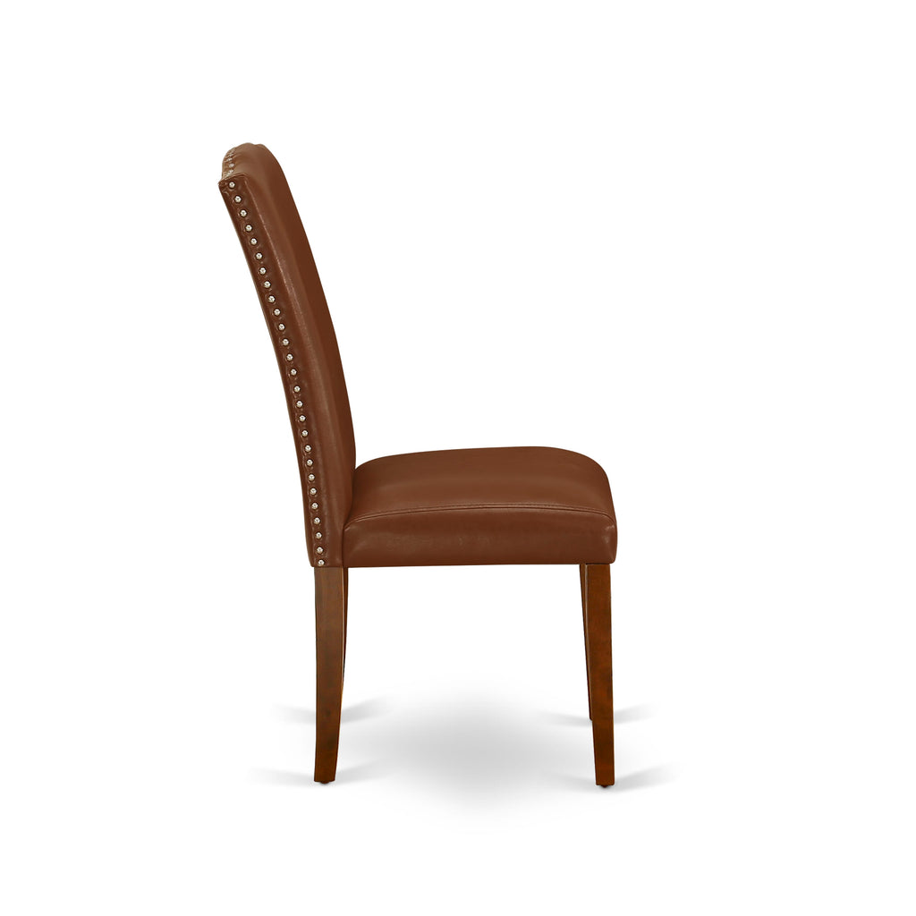 MZEN3-YZ5-79 Modish 3-Piece Dining Ensemble with Dropleaf Table and 2 Sophisticated Brown Chairs, 36x54 In, Rich Mahogany