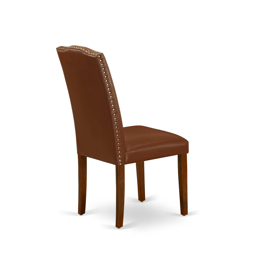 MZEN3-YZ5-79 Modish 3-Piece Dining Ensemble with Dropleaf Table and 2 Sophisticated Brown Chairs, 36x54 In, Rich Mahogany