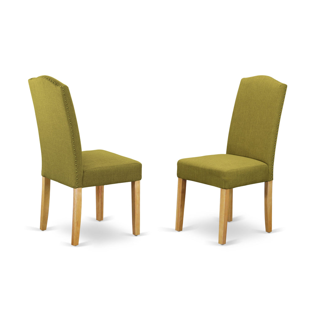 Refined Elegance MZEN5-0JB-ZJ 5pc Dining Set Rectangular Table & 4 Linen Parson Chairs, Oak Finish