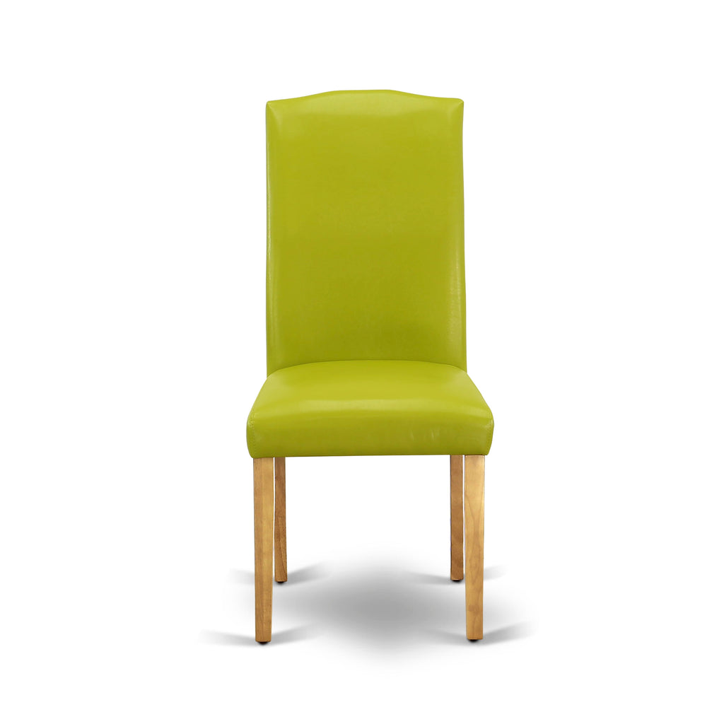 ENP4TFB Autumn Green Nailhead Trim Parsons Dining Chairs, Set of 2, Oak Wood, Faux Leather Elegance