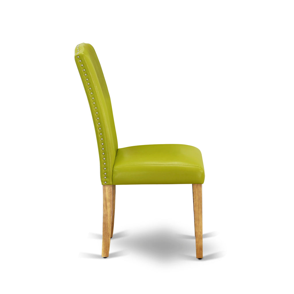 Cozy MZEN3-N9I-MD Trio Set Drop Leaf Table & Autumn Green Faux Chairs - Oak Finish 36x54