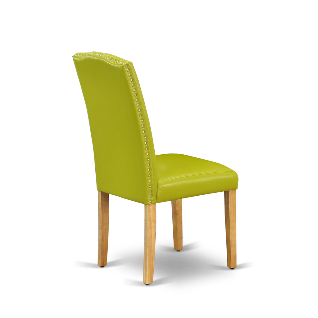 Cozy MZEN3-N9I-MD Trio Set Drop Leaf Table & Autumn Green Faux Chairs - Oak Finish 36x54