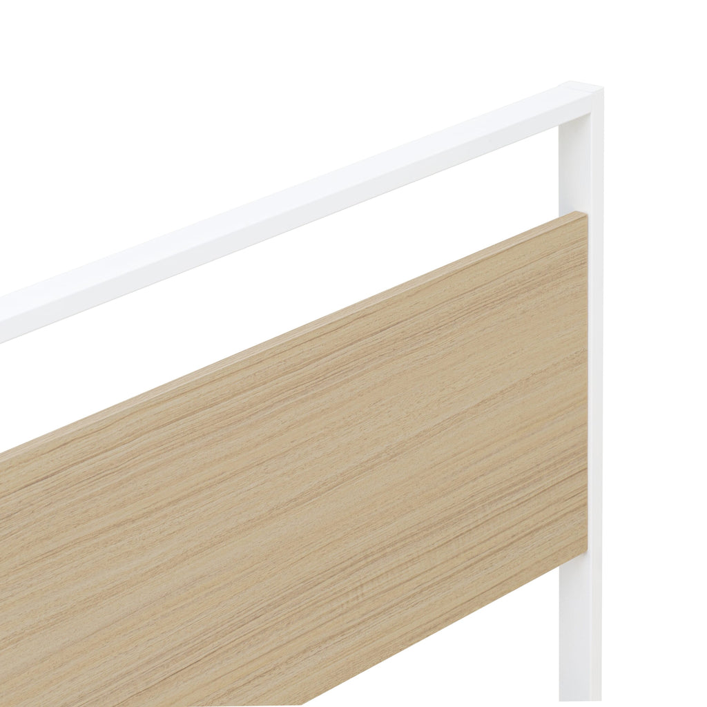 ERTBW6T Lavish Powder Coating White Metal Bed Frame with 4 Sturdy Legs & Wood Laminate