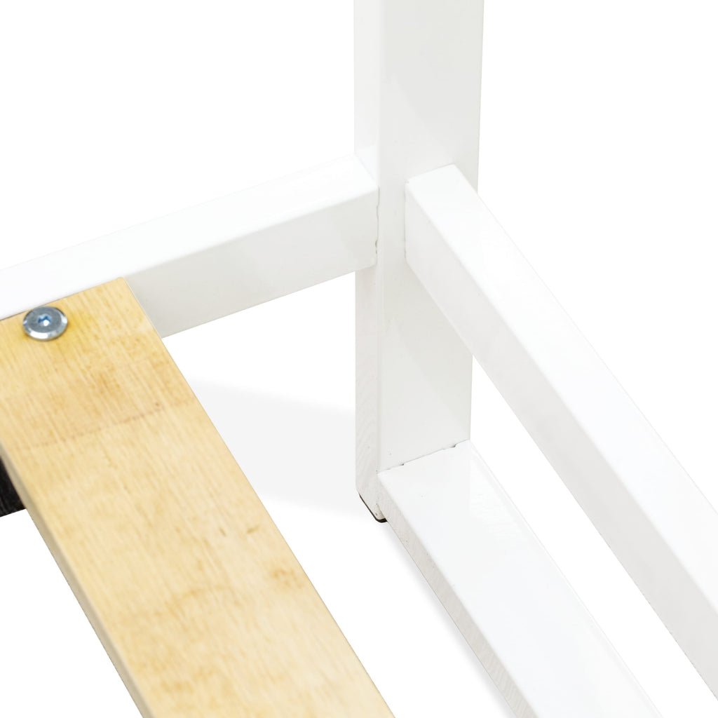 ERTBW6T Lavish Powder Coating White Metal Bed Frame with 4 Sturdy Legs & Wood Laminate