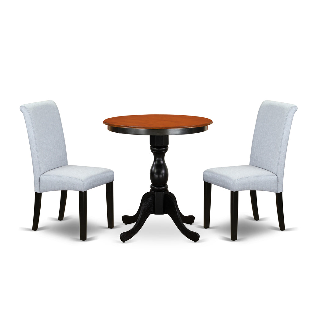 ESBA3-VT5-65 Compact Dining Set with Pedestal Table & Upholstered Chairs for Small Areas