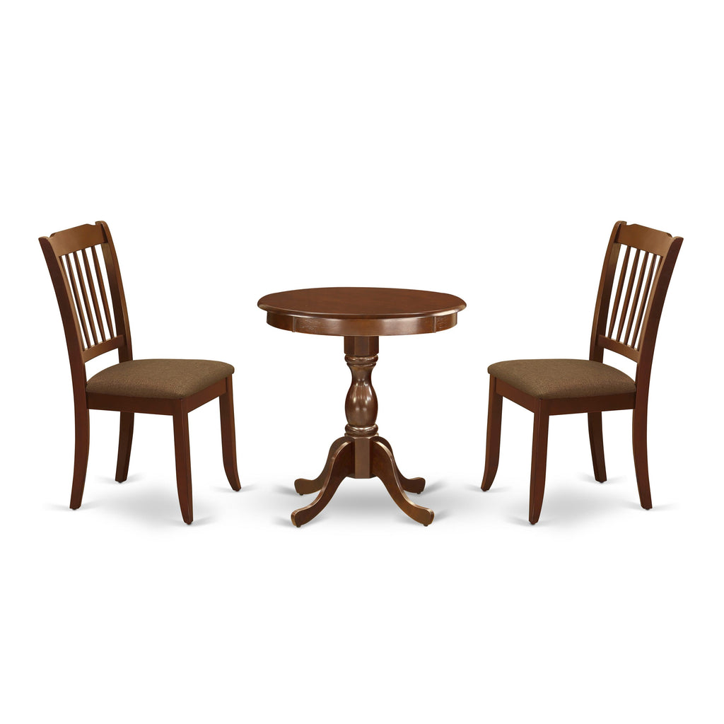 ESDA3-ZT3-R 3-Piece Dining Ensemble for Compact Areas Includes Round Table with Pedestal & 2 Upholstered Chairs