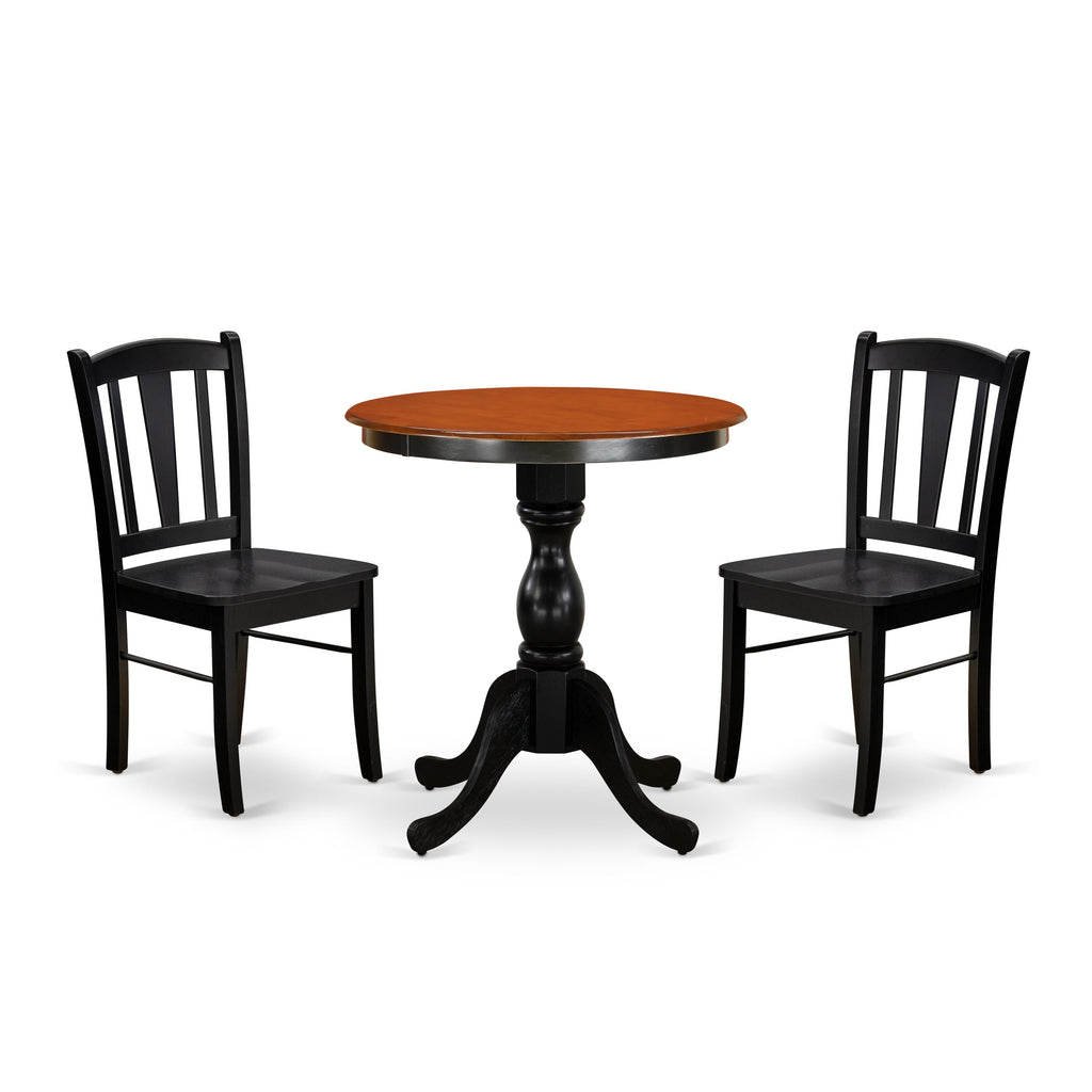 ESDL3-QUW-Q Dinette Set 3-Piece Round Table & Chairs for Compact Areas, 30x30 in Dual Tones