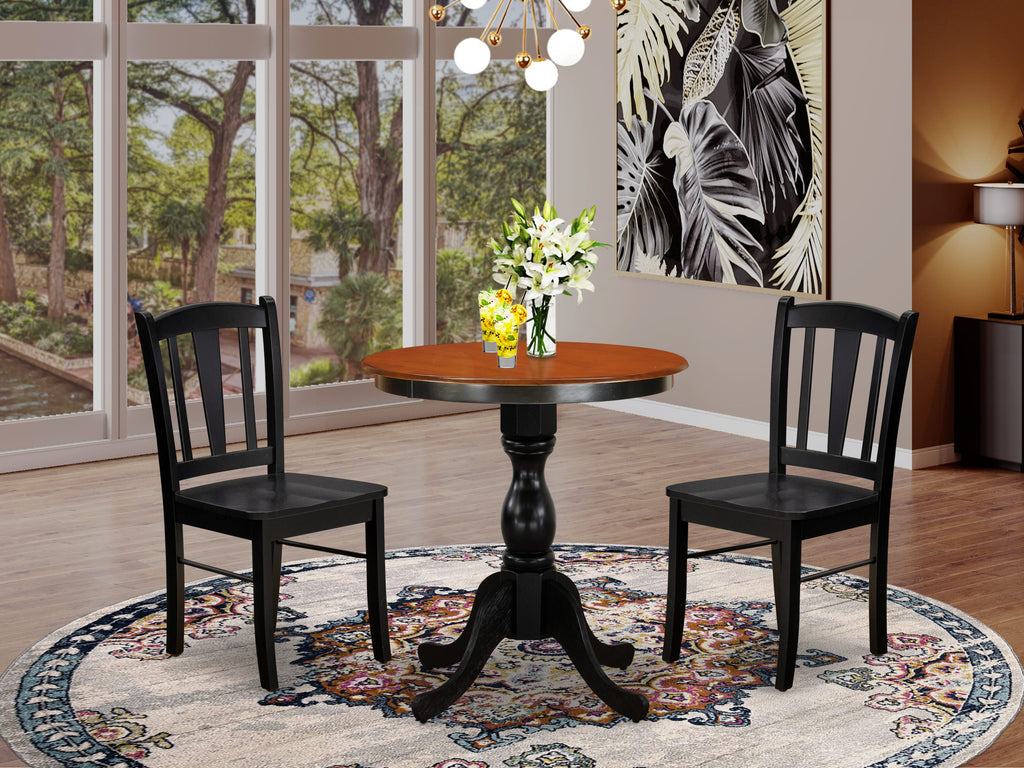 ESDL3-QUW-Q Dinette Set 3-Piece Round Table & Chairs for Compact Areas, 30x30 in Dual Tones