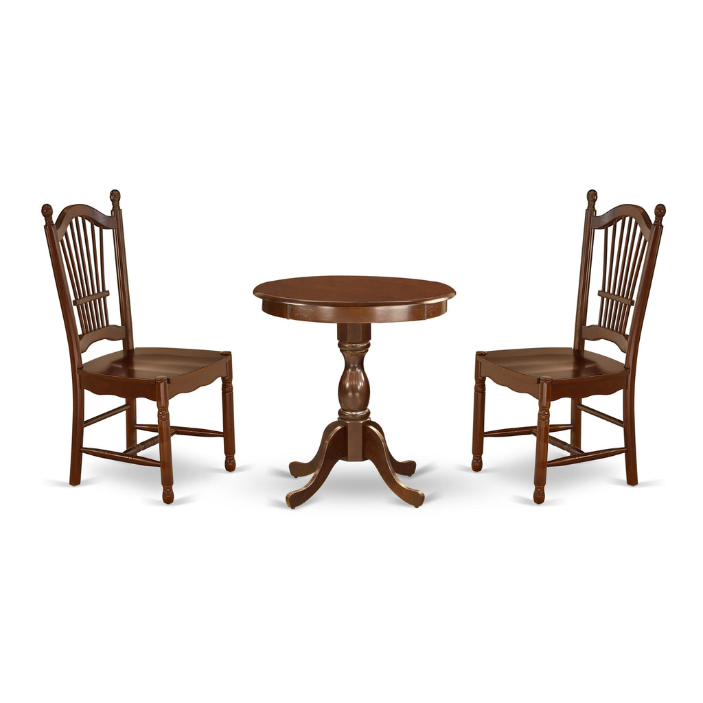 ESDO3-BSV-B Stylish 3-Piece Circular Dining Set with Pedestal Table and 2 Chairs for Cozy Nooks, 30 Tabletop, Savvy Black Finish