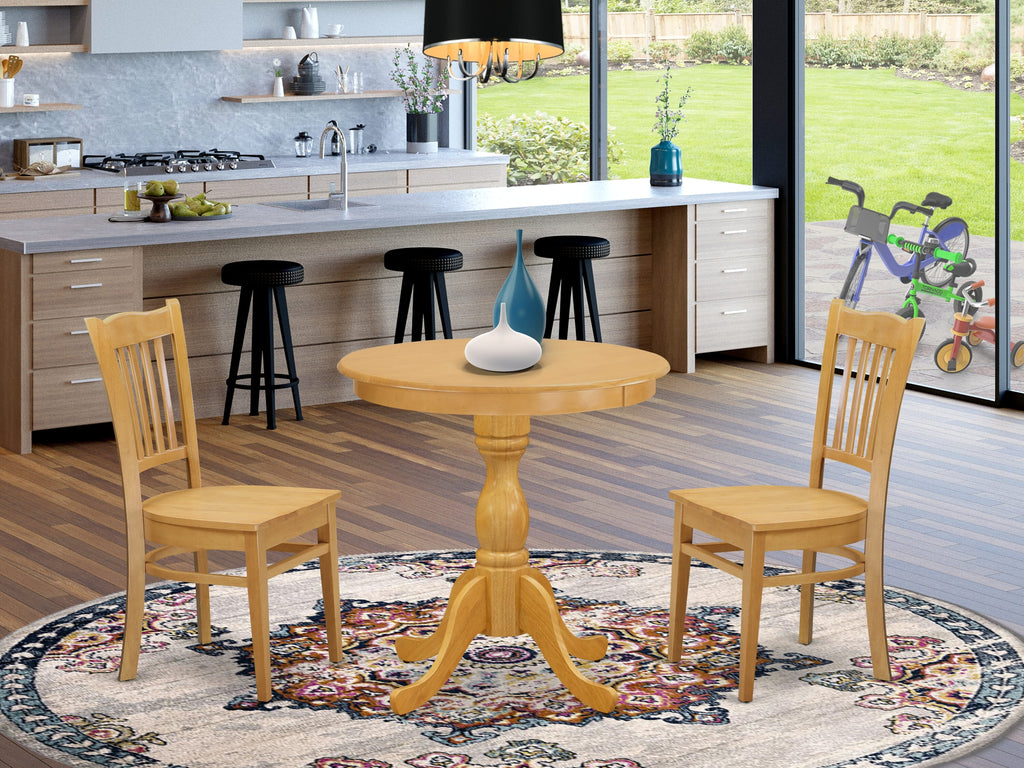 Chic ESGR3-7ZU-3 Dining Trio Round Table & Chair Set for Cozy Culinary Spaces