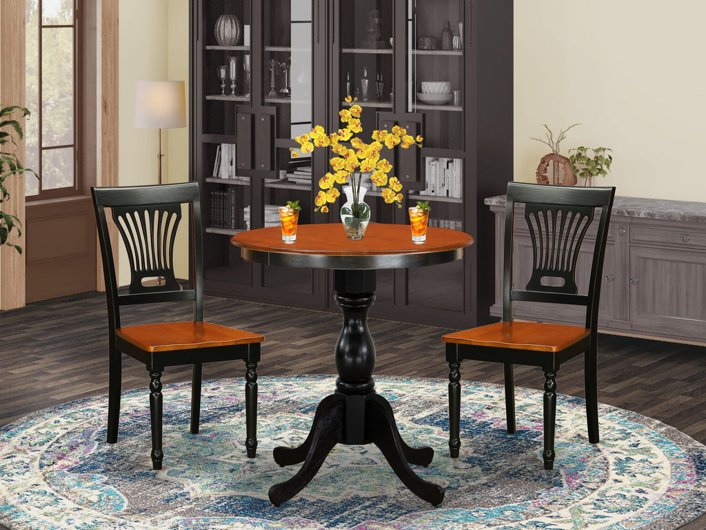 ESPV3-9JA-P Compact Space Dining Set with Round Pedestal Table & 2 Chairs, Black Cherry Style, 30x30