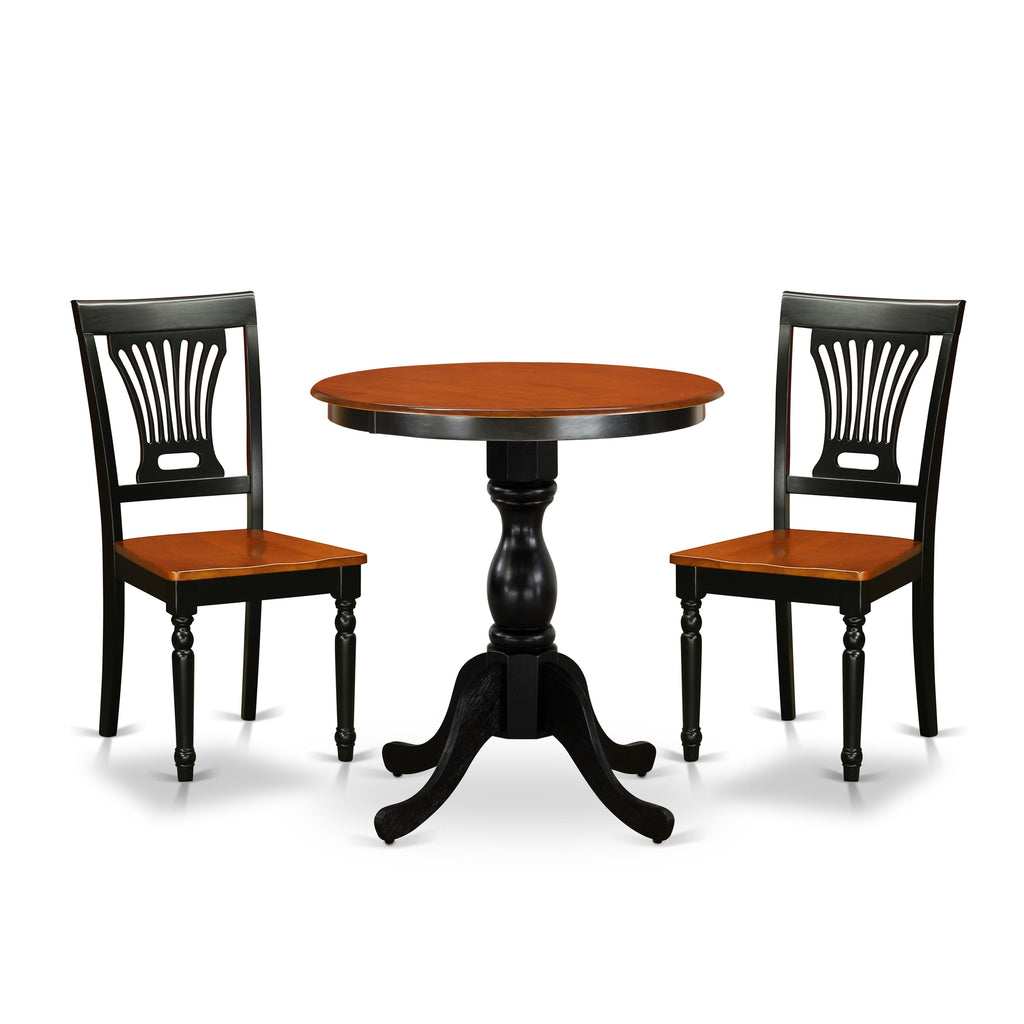 ESPV3-9JA-P Compact Space Dining Set with Round Pedestal Table & 2 Chairs, Black Cherry Style, 30x30