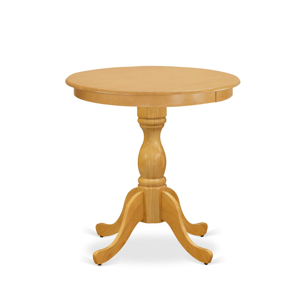 ESVA3-3UT-8 Cozy 3-Piece Set Circular Dining Table and 2 Cushioned Chairs for Compact Areas, Oak Finish