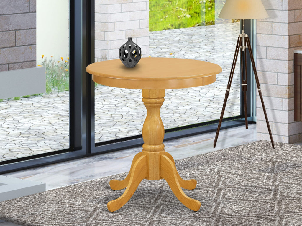 EST-OC8-53 Eden 30x30 Inch Oak Round Table with Central Pedestal for Dining Spaces