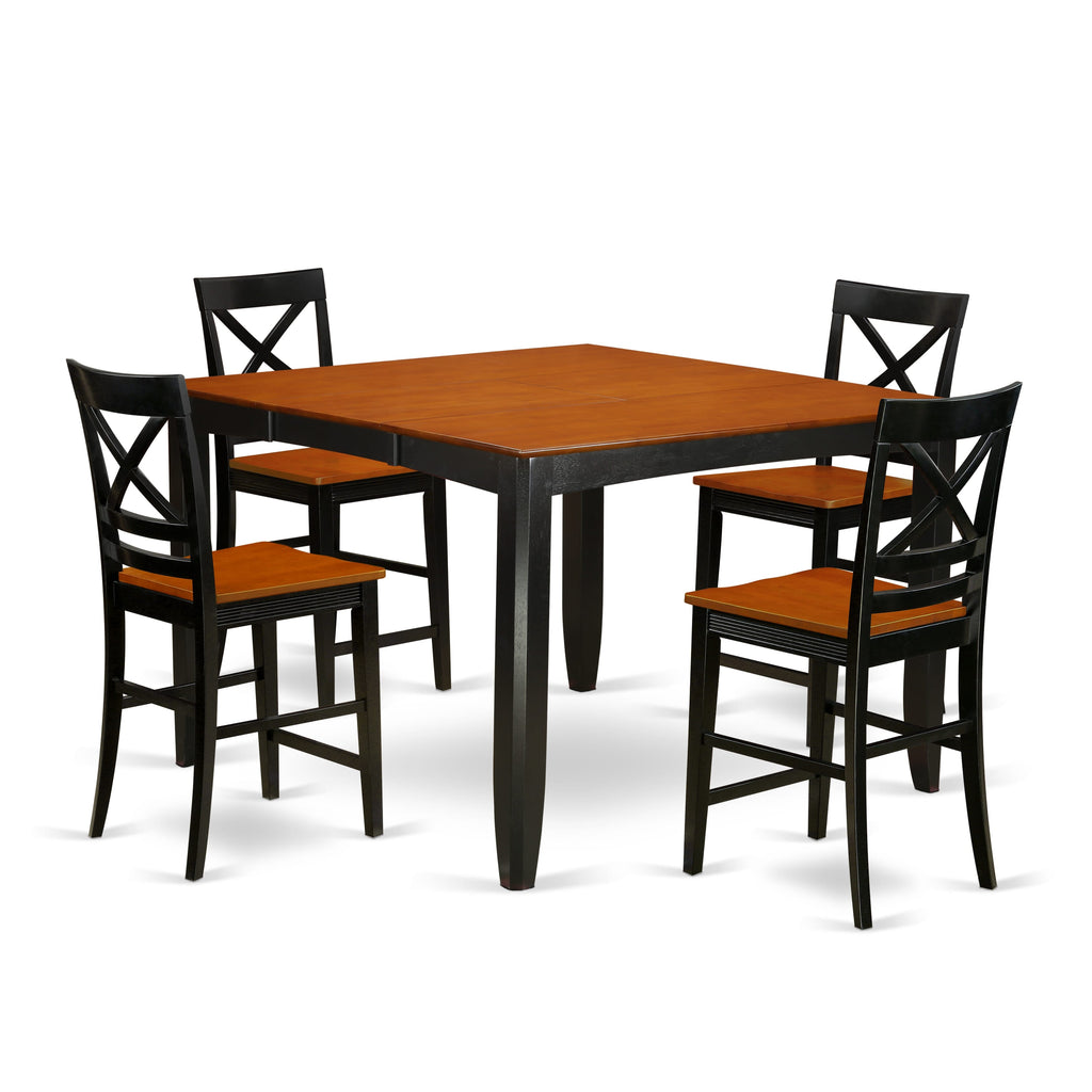 FAQU5R-M8R-7 Stylish 5-Piece Counter Dining Ensemble with Elevated Table & Quad Chairs, 54-Inch, Dual-Tone Finish