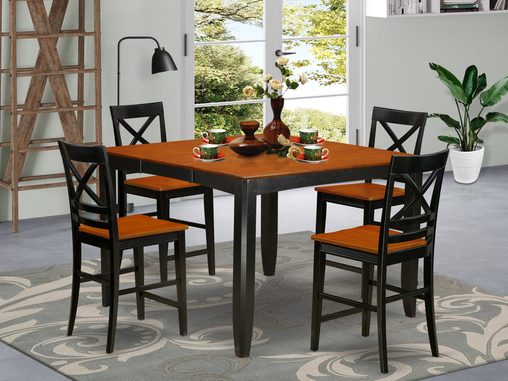 FAQU5R-M8R-7 Stylish 5-Piece Counter Dining Ensemble with Elevated Table & Quad Chairs, 54-Inch, Dual-Tone Finish