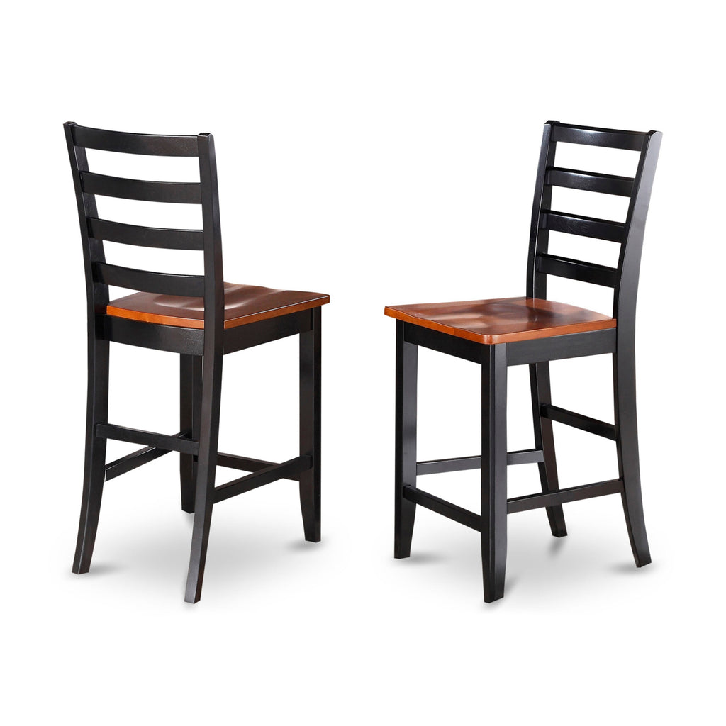 PBFA3-M4R-I 3-Piece Compact Dining Set with Square Table and Wooden Seats in Black & Cherry Finish