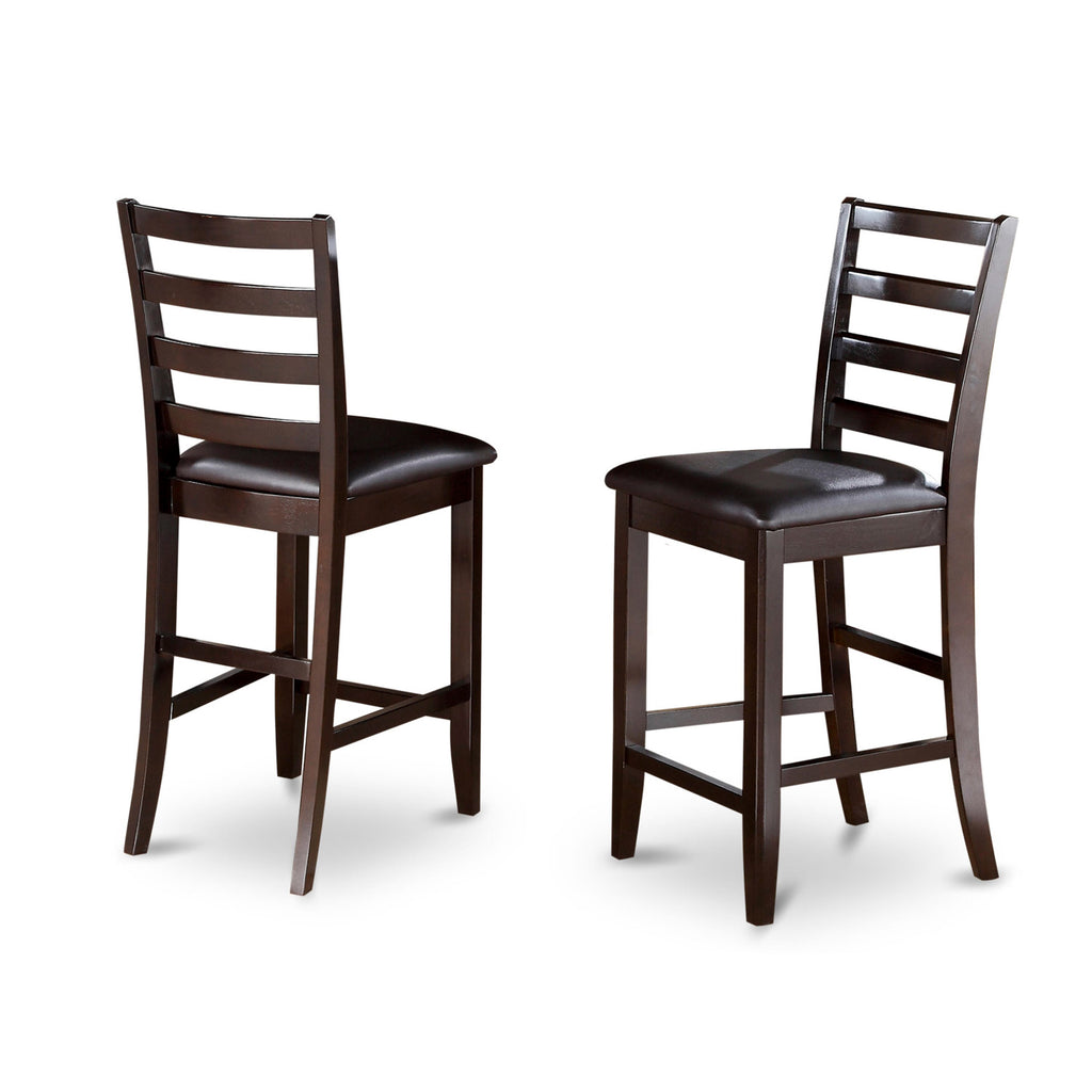 FAIR5-IGD-Q8 5-Piece Cappuccino Counter Set Square Table & Upholstered Stools