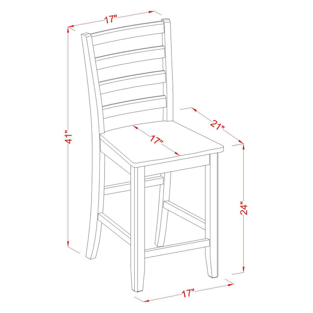 FAS-CON-T Stylish Ladder Back Counter Seating, Set of 2 Chairs, Sleek Wood Design in Rich Cappuccino Finish