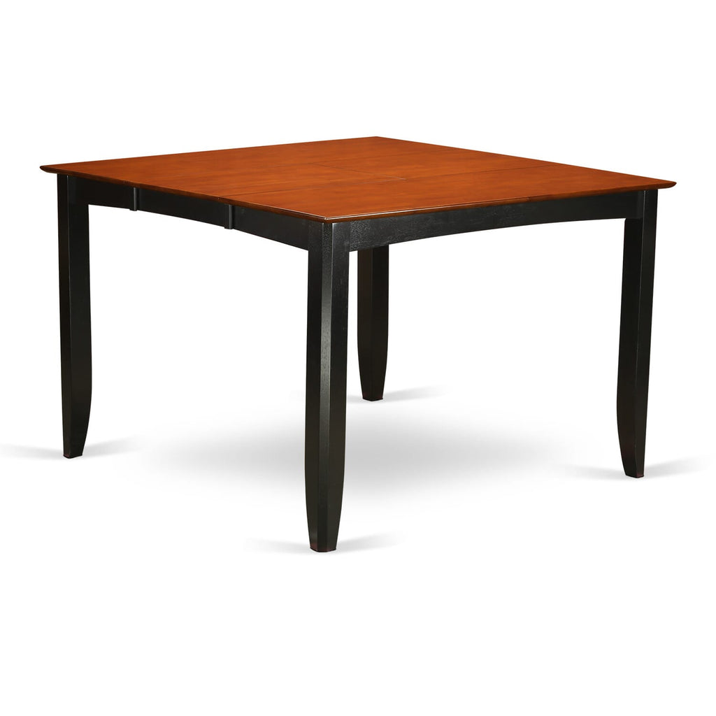 FAKE74-UOA-W 7-Piece Suite Square Table with Pedestal Base and 6 Chairs, Chic Black & Cherry