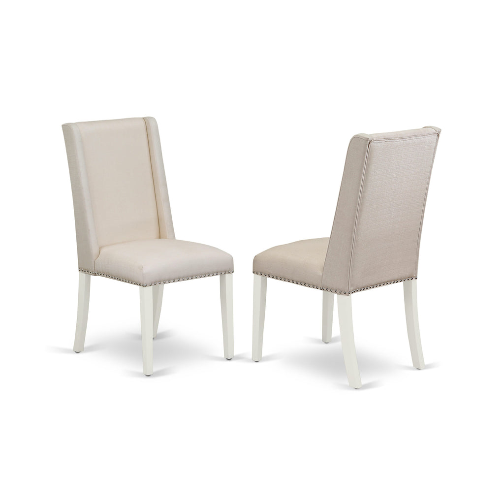 X077FI8QJ-G 9-Piece Dining Set with X-Leg Table & Cream Linen Parson Chairs, Multi-Color