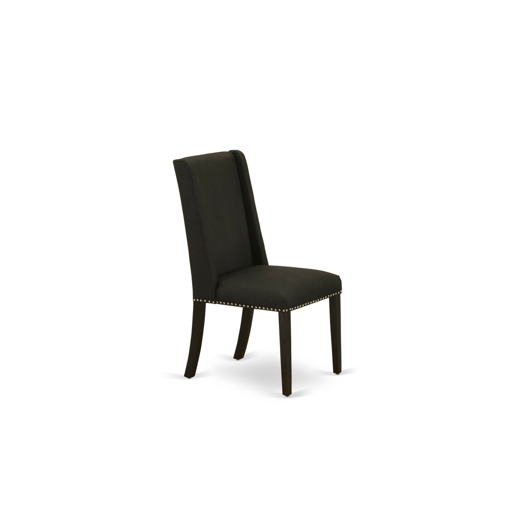 X07FL-BWZ-S9 Luxe 9-Piece Dining Ensemble with Rectangle Table, Bench & 7 Black Fabric Chairs