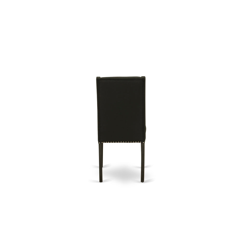 X07FL-BWZ-S9 Luxe 9-Piece Dining Ensemble with Rectangle Table, Bench & 7 Black Fabric Chairs