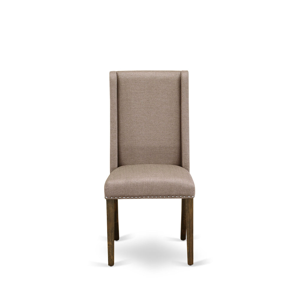 X726FHQ78-W 5-Piece Set with Table X-Legs & 4 Khaki Chairs, 36x60, Multi-color