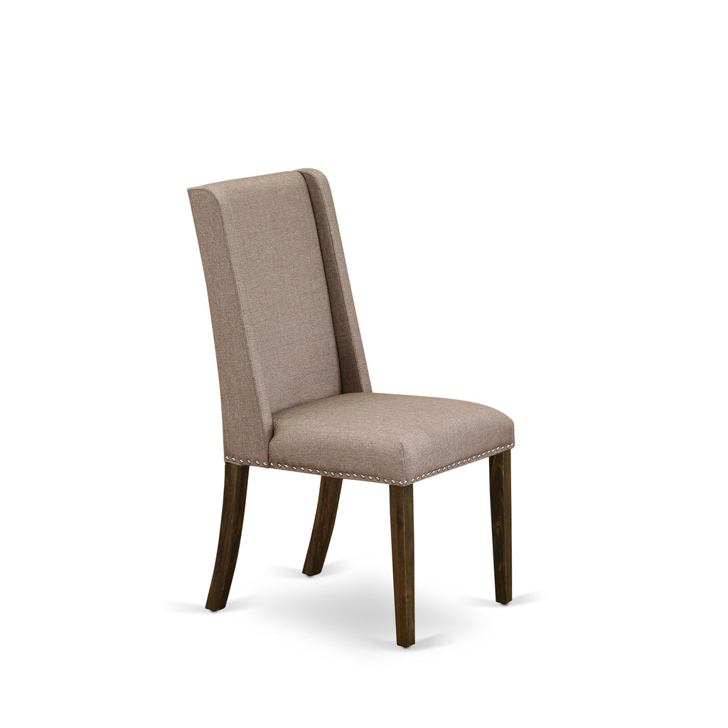 X726FHQ78-W 5-Piece Set with Table X-Legs & 4 Khaki Chairs, 36x60, Multi-color