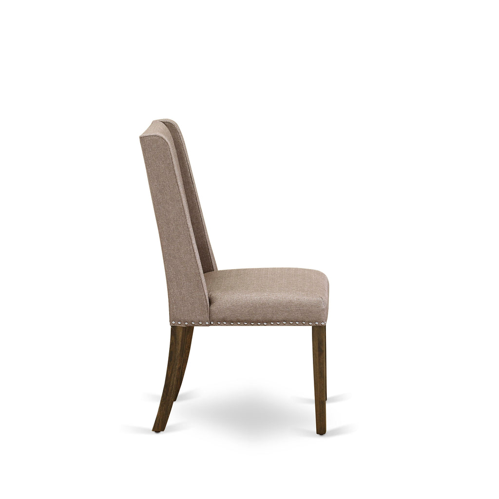 X726FHQ78-W 5-Piece Set with Table X-Legs & 4 Khaki Chairs, 36x60, Multi-color