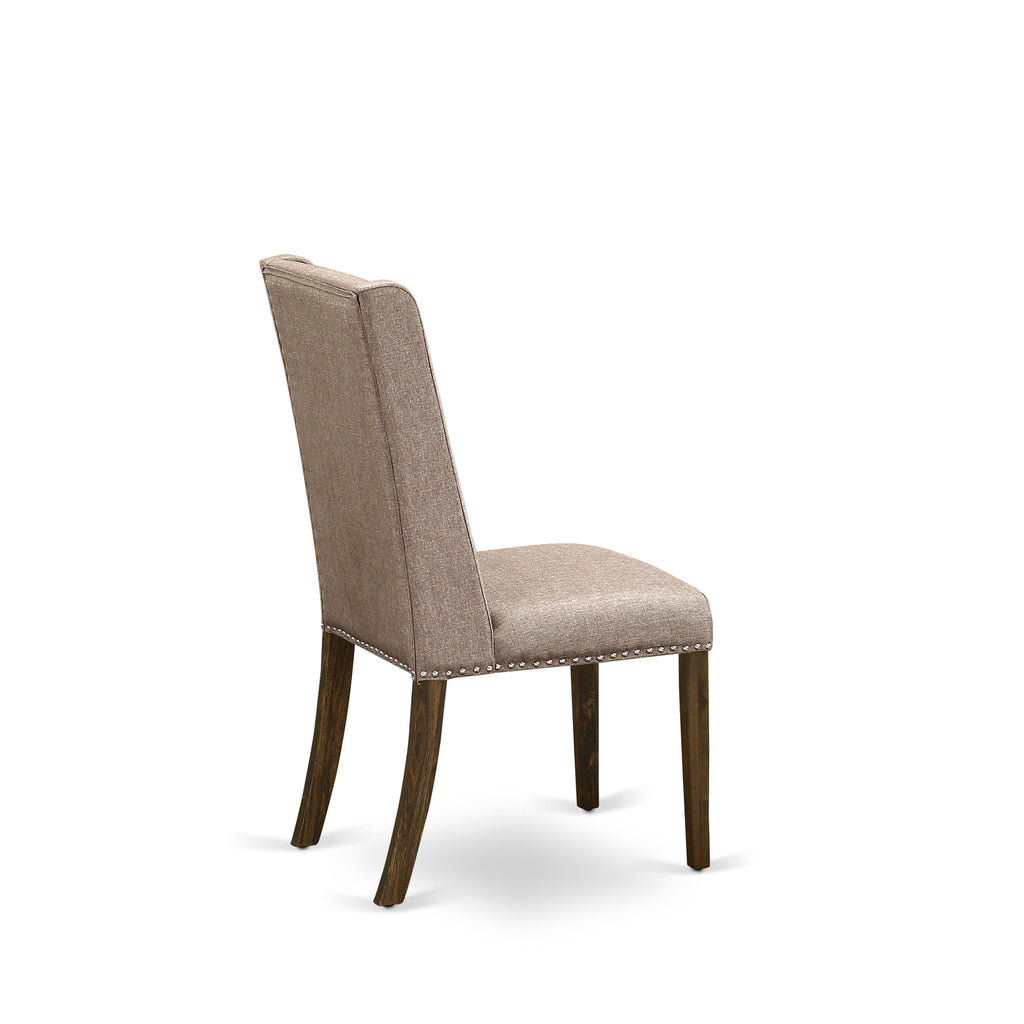 X726FHQ78-W 5-Piece Set with Table X-Legs & 4 Khaki Chairs, 36x60, Multi-color