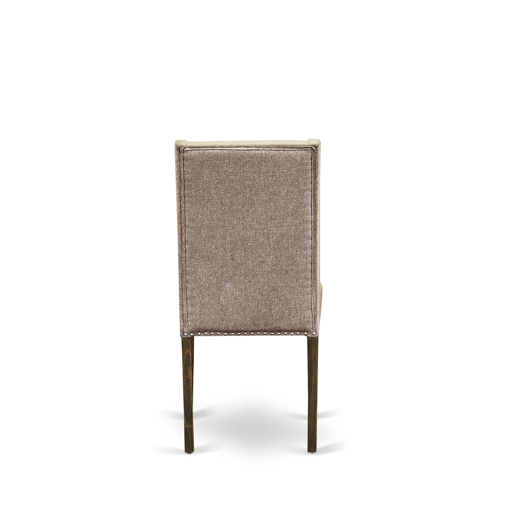X797FTS67-J 6-Piece Dining Ensemble Rectangular Table, X-Legs, 4 Chairs, Bench, Dark Khaki Linen, Multi-Colored