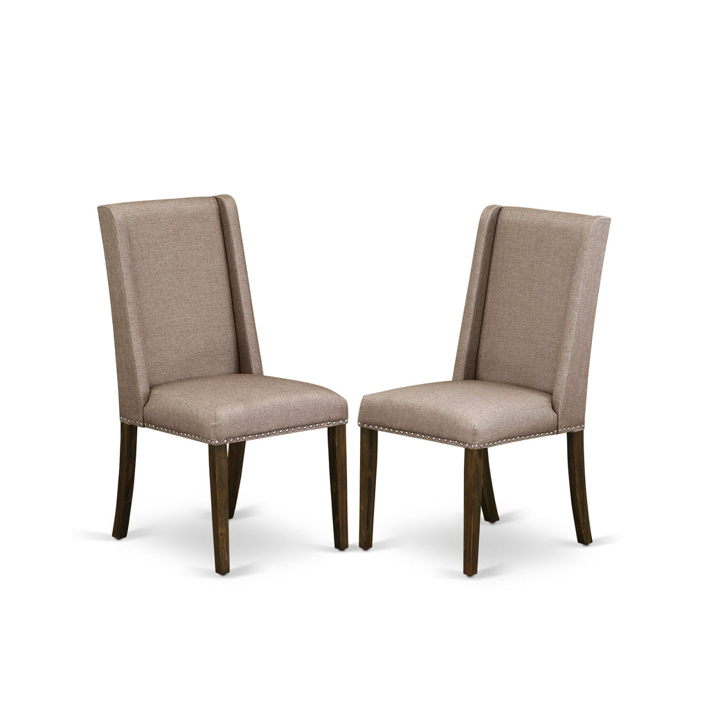 X726FHQ78-W 5-Piece Set with Table X-Legs & 4 Khaki Chairs, 36x60, Multi-color