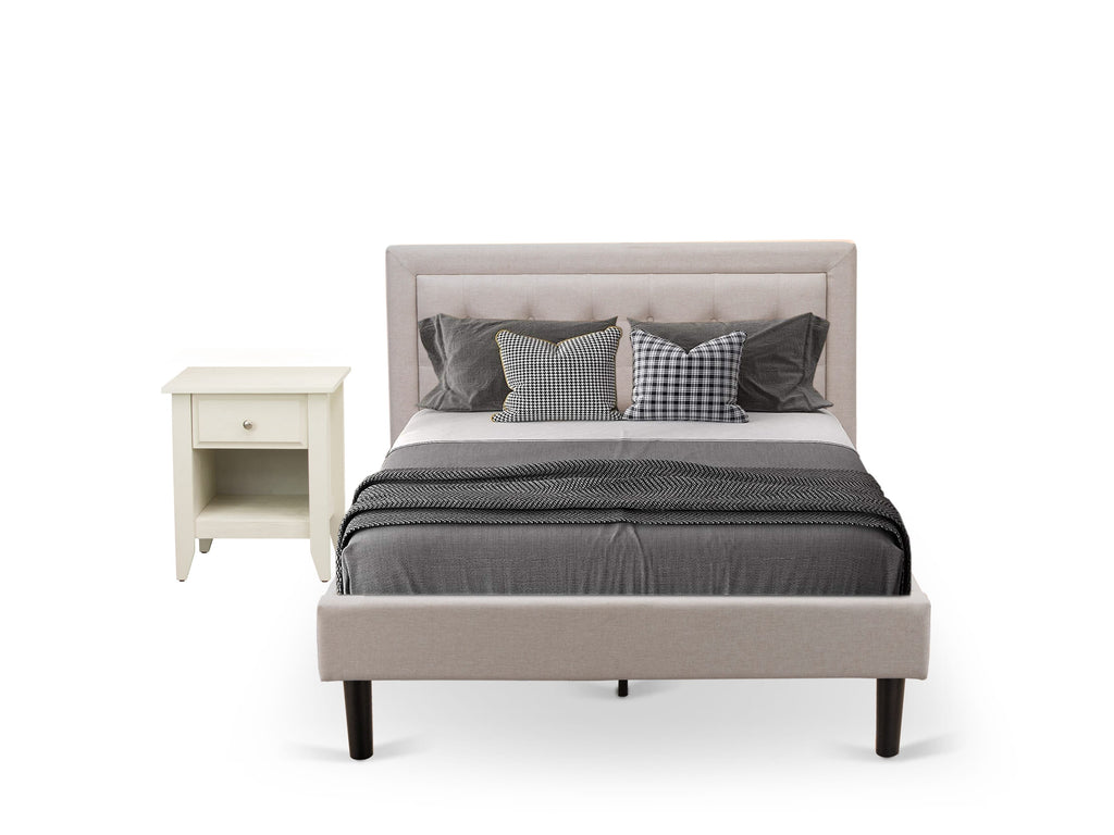 FN08F-2AE19 Two-Piece Bedroom Ensemble Fannin Mist Beige Linen Platform Bed & Nightstand Set
