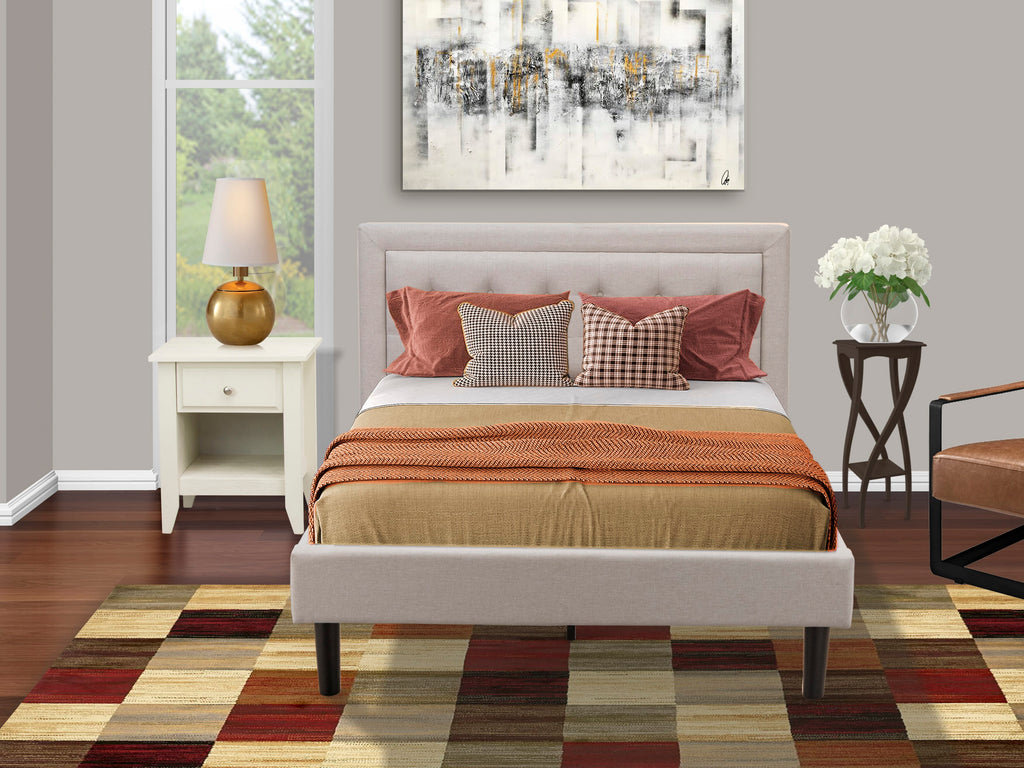 FN08F-2AE19 Two-Piece Bedroom Ensemble Fannin Mist Beige Linen Platform Bed & Nightstand Set