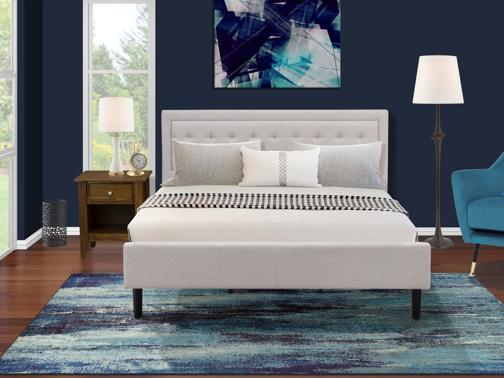FN08K-SSI3A Ensemble Spacious King Bed & Stylish Nightstand in Beige Linen for Cozy Bedrooms